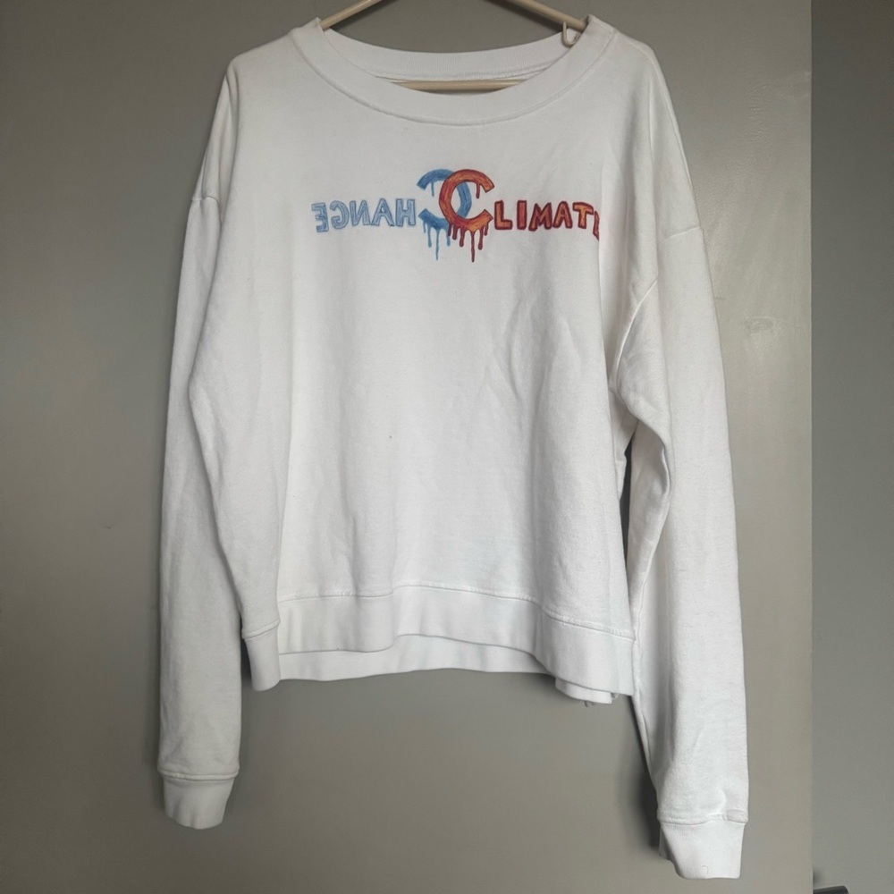 Unfortunate Portrait Climate Change Sweatshirt in White Large